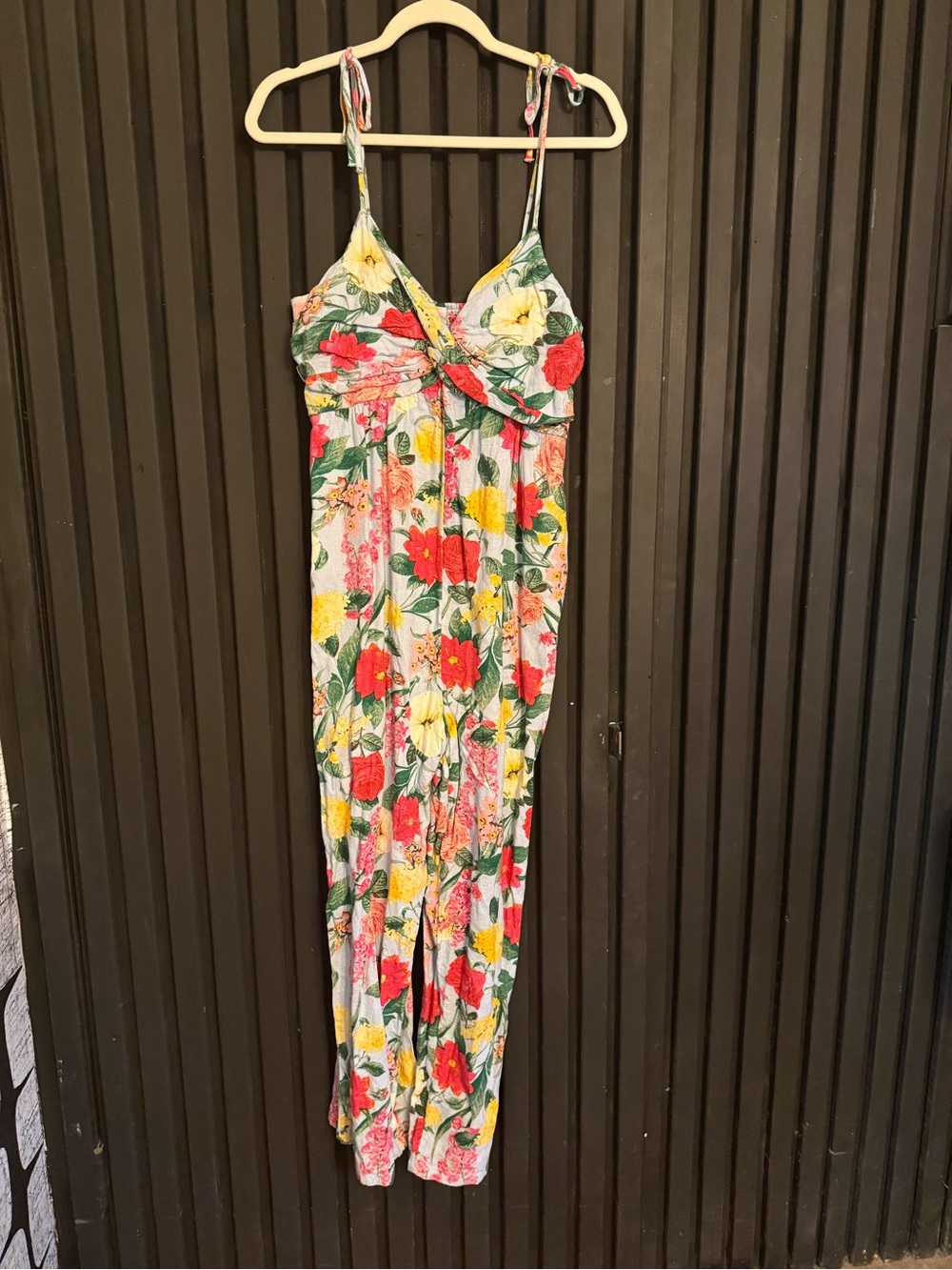 Old Navy Floral Tie-Strap Jumpsuit in White, Red, Yellow